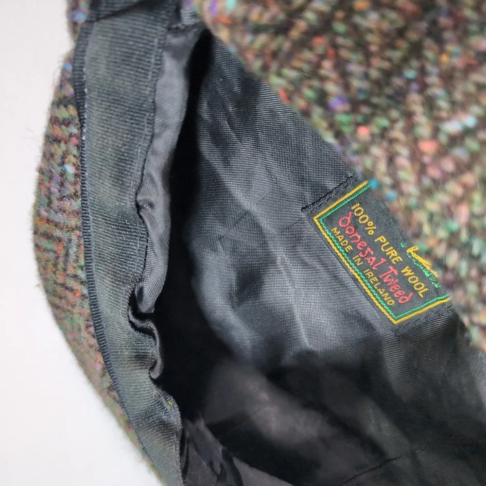 Hats of Ireland Flat Cap Men 7 Brown Donegal Tweed Wood Herringbone Newsboy‎